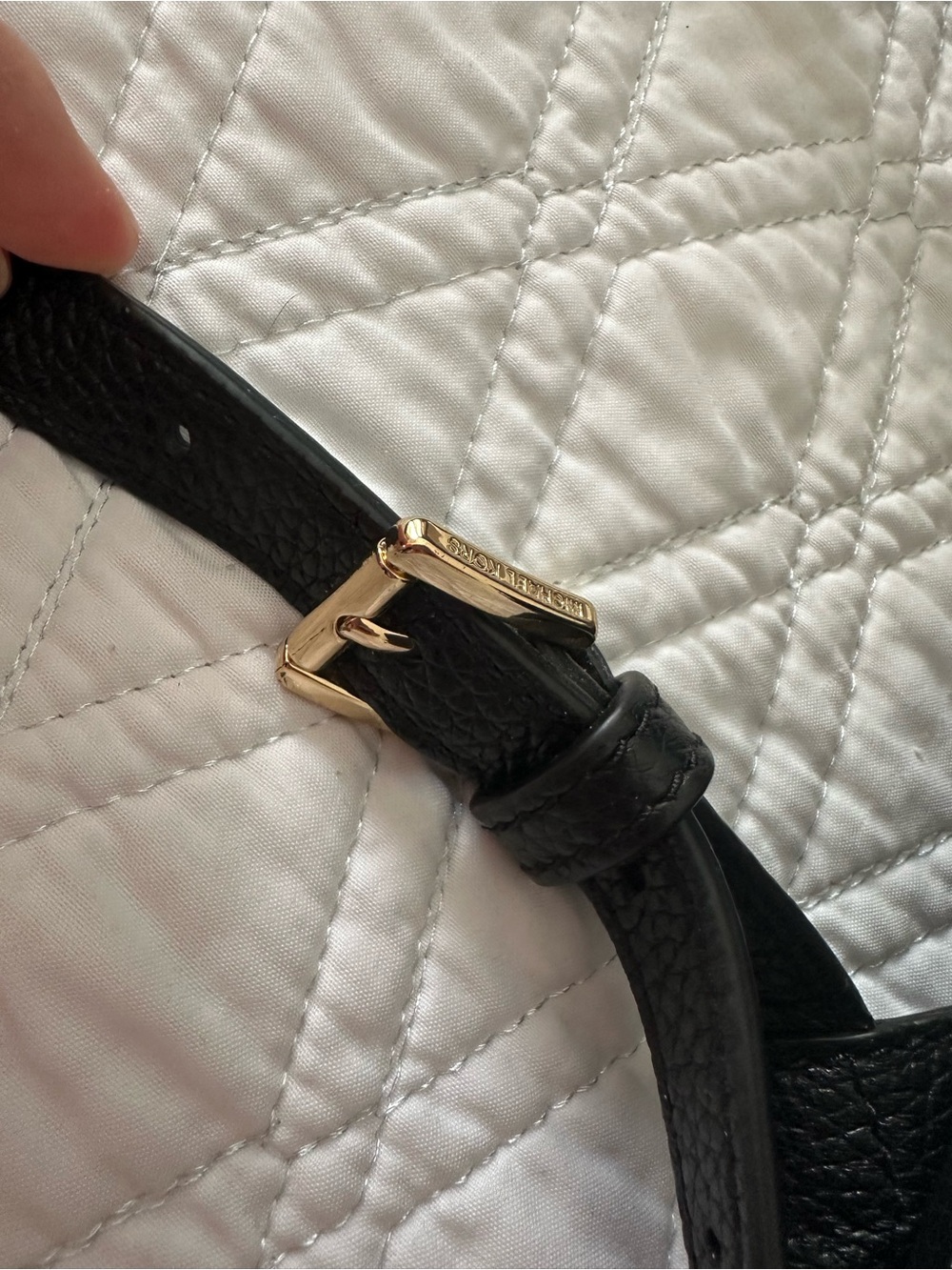 MICHAEL KORS Black Pebble Leather Mini Backpack with Gold Accents - Picture 5 of 9